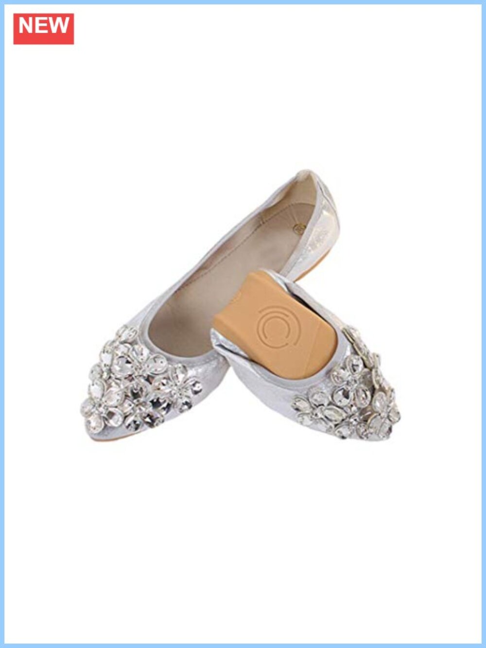 Pointed Toe Rhinestone Foldable Ballet Flats - Picture 4 of 5